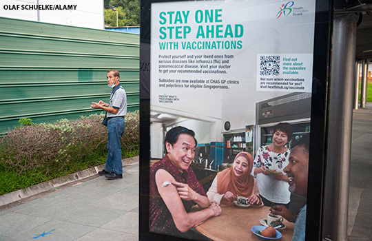 A billboard in Singapore advertises the covid vaccination campaign